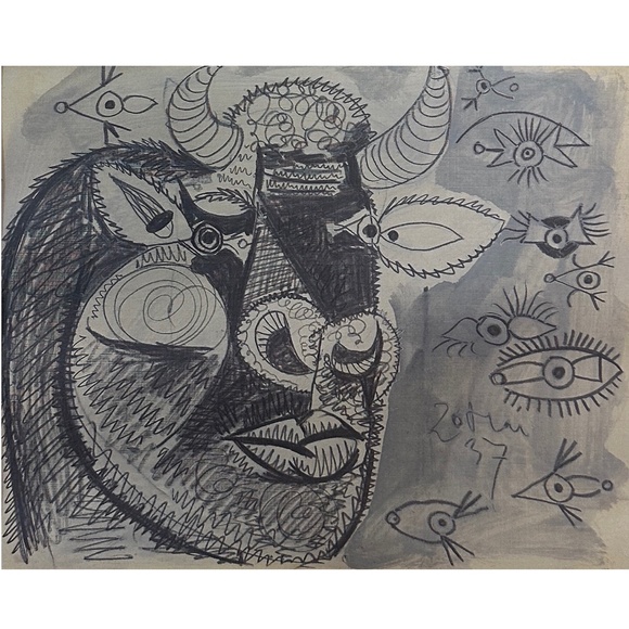 Two Picasso Prints Composition Studies for Guernica Matted 16x24" - Picture 4 of 6